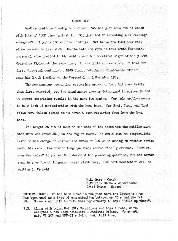 November 1964 Newsletter