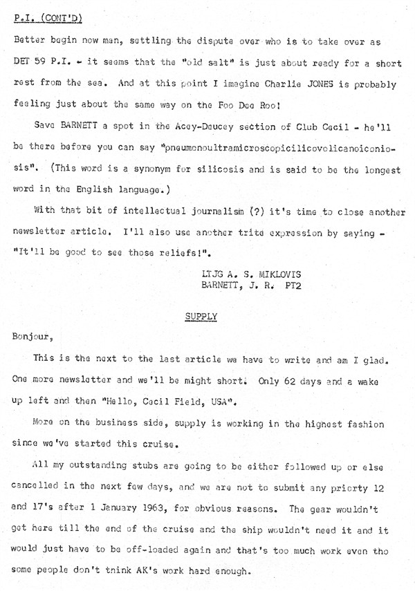 December 1962 Newsletter