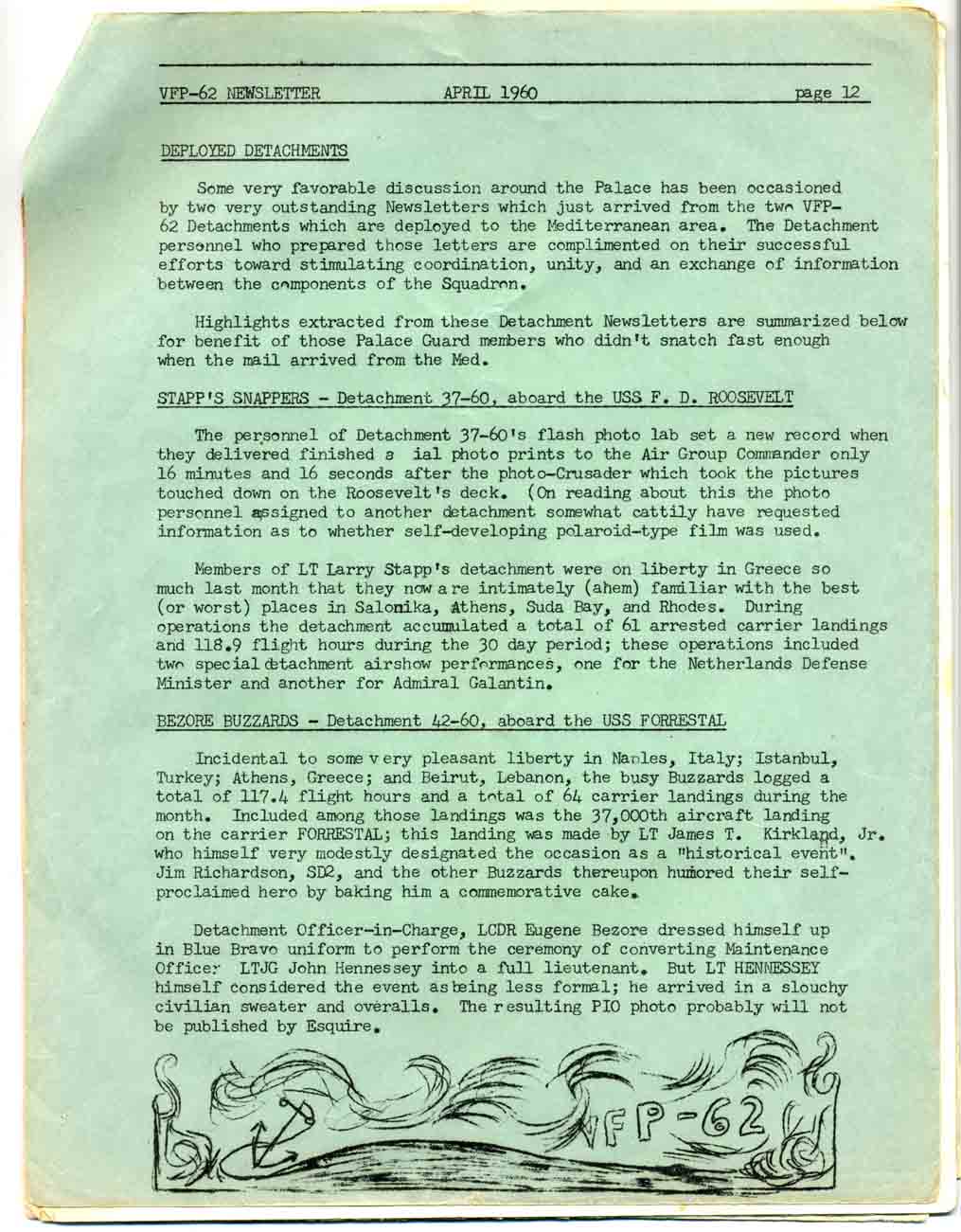 April 1960 Newsletter