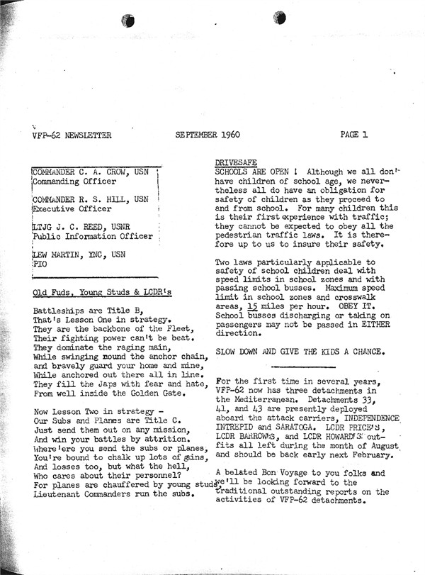 September 1960 Newsletter